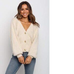 Princess Polly Cream Cardigan Sweater